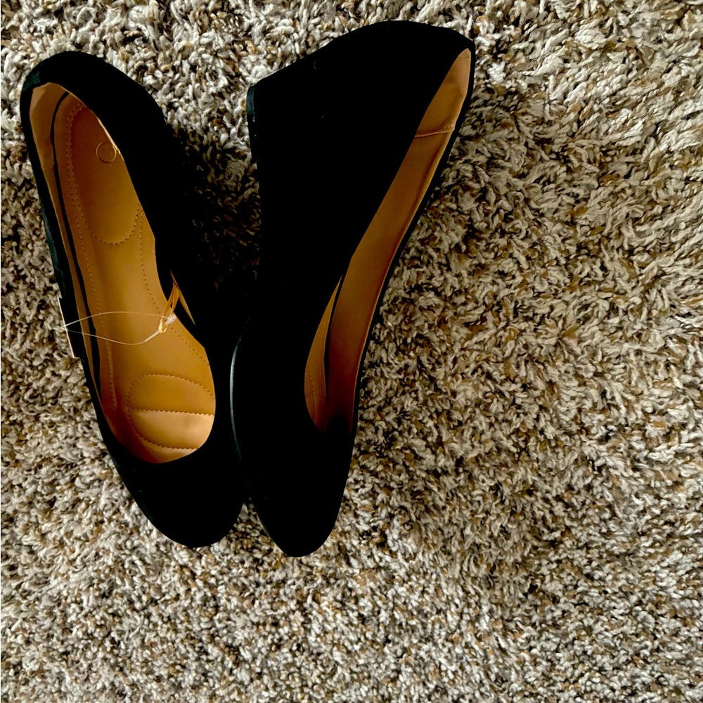 Mysoft Navy Blue Velvet wedges.